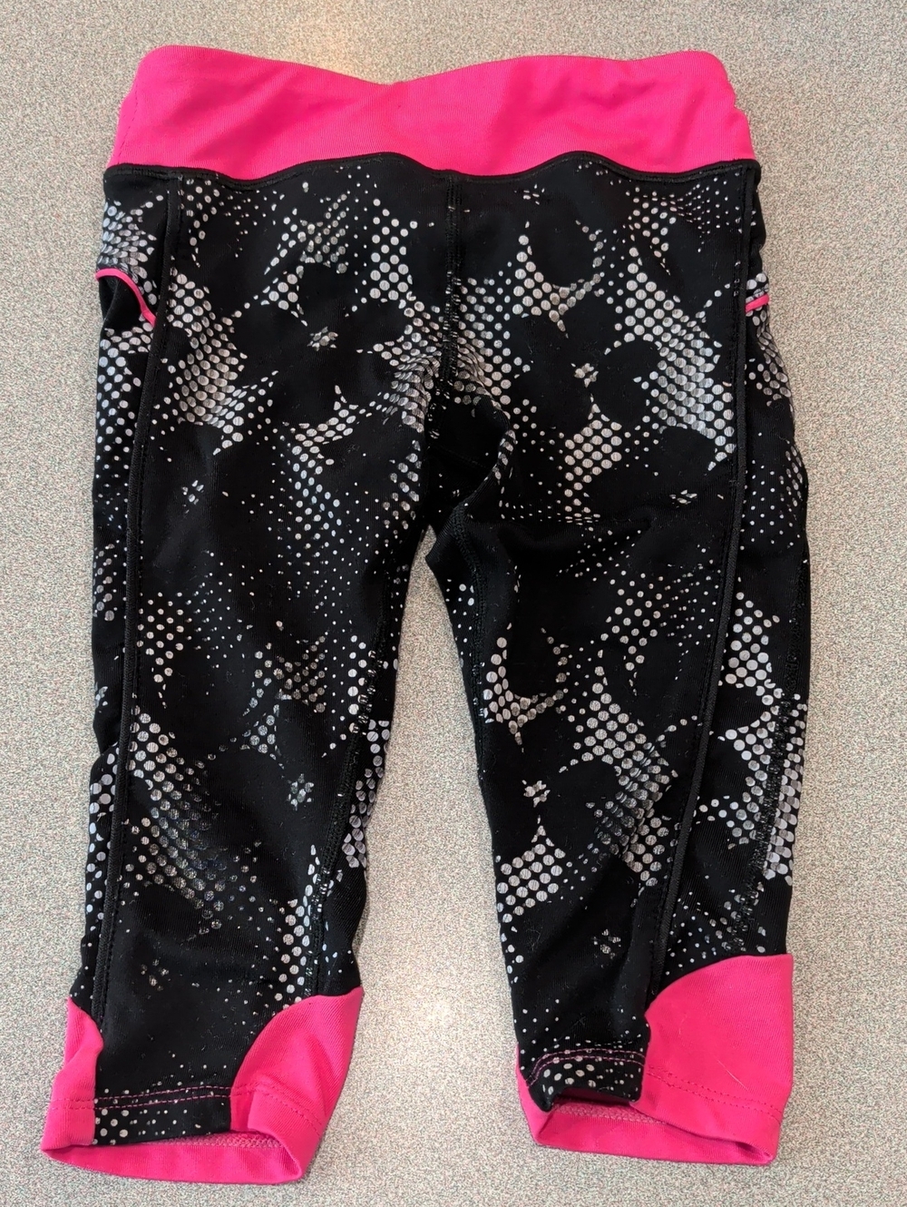 Puma Black Leggings with Bright Pink Waistband & Trim